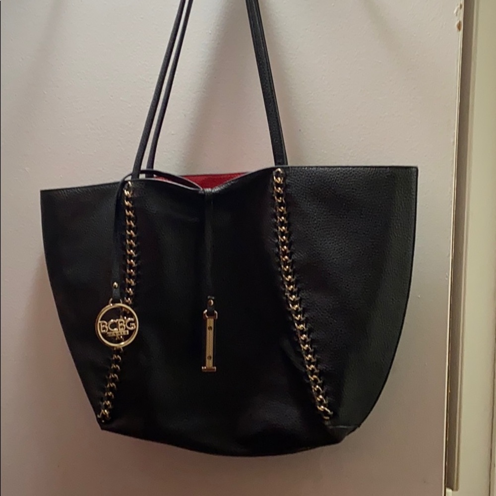 Authentic BCBG large red and black tote bag